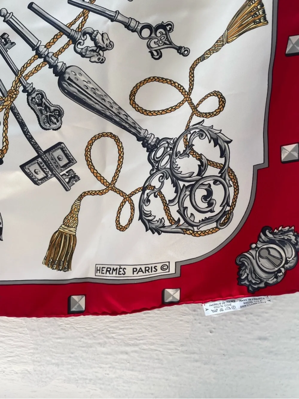 Hermes Red and Cream Key Motif Wall Tapestry